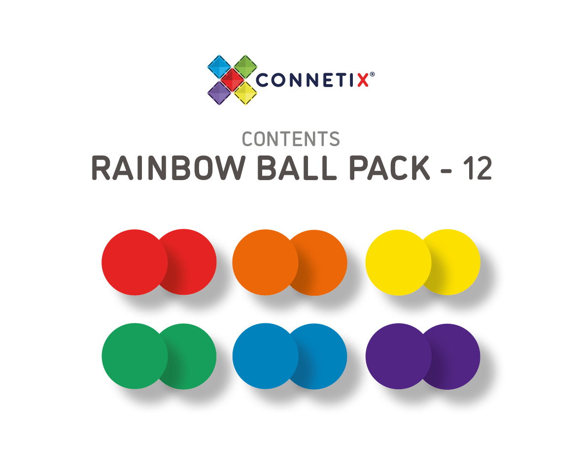 Connetix 12 palline primari in legno per Ball Run 3 cm