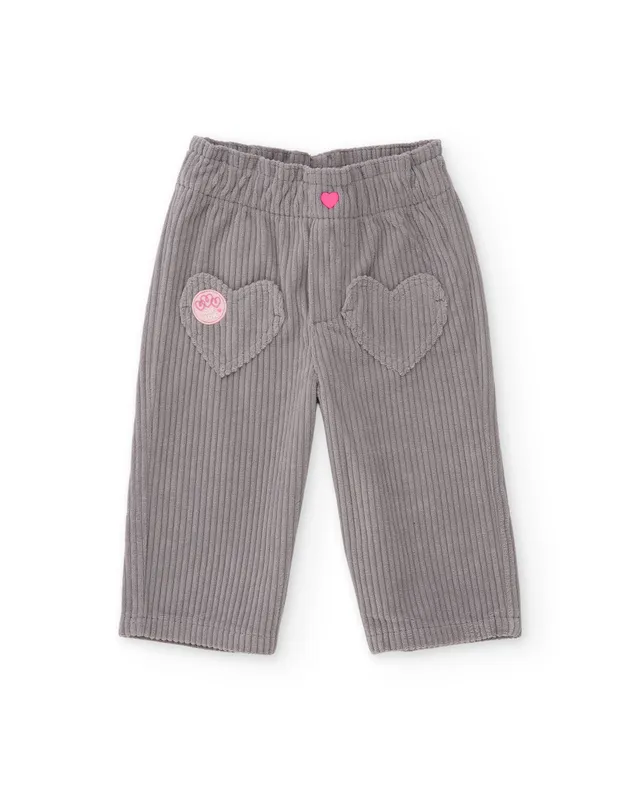Tuc Tuc More Love pantaloni velluto bambina grigi cuori