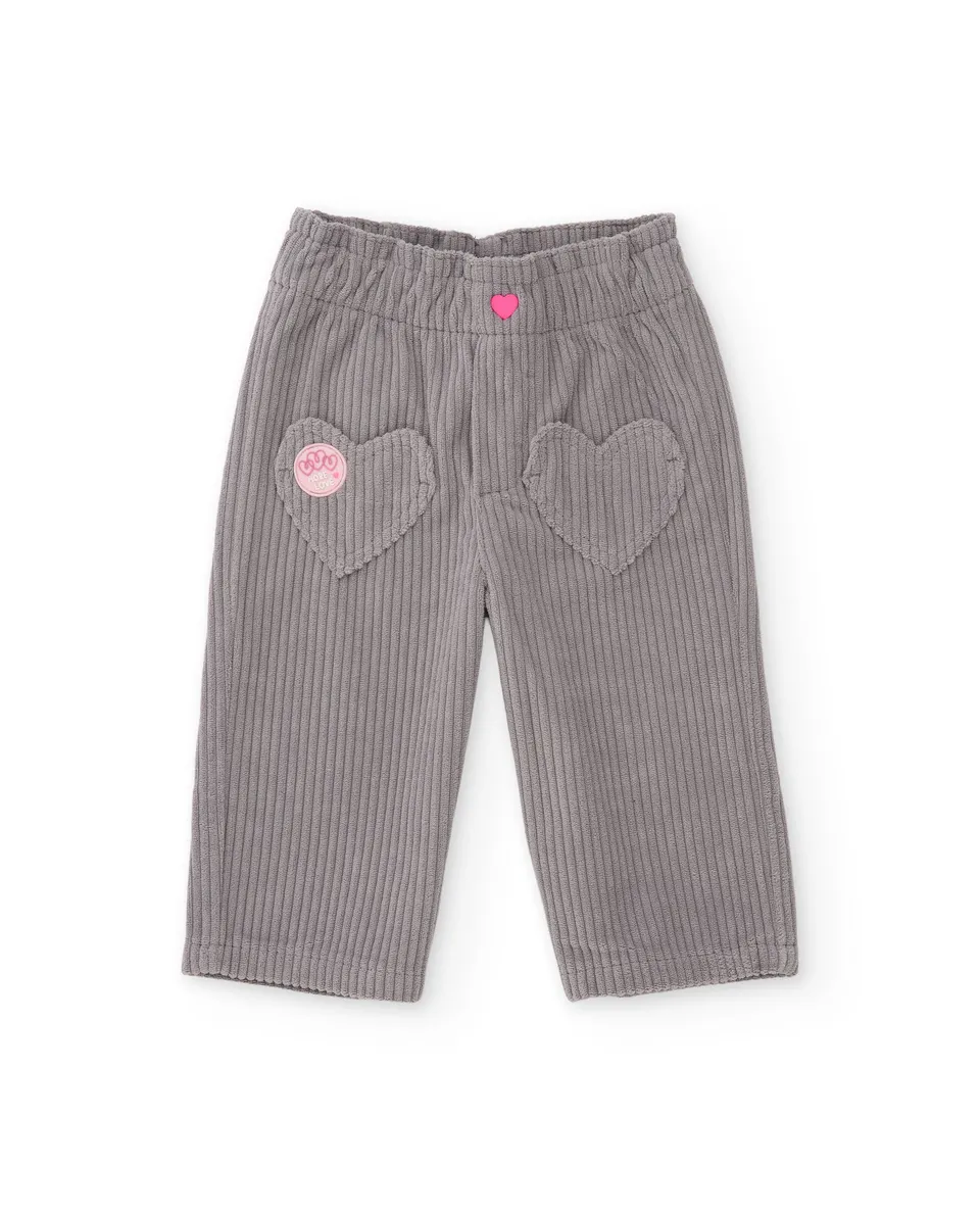 Tuc Tuc More Love pantaloni velluto bambina grigi cuori