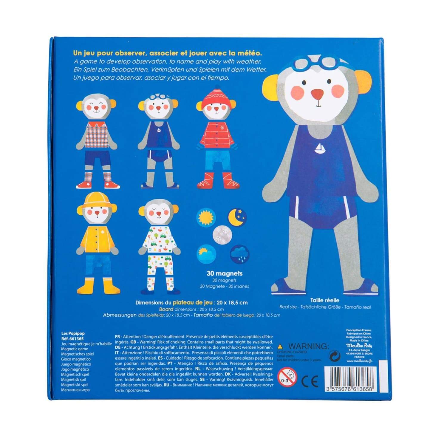 Moulin Roty Popipop Mi vesto gioco magnetico 25 magneti