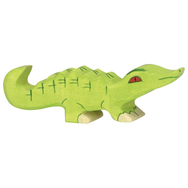 Holztiger coccodrillo piccolo figura legno dipinta a mano