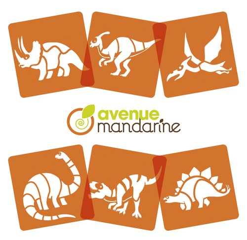 Avenue Mandarine stencil dinosauri 6 pezzi 15x15 cm