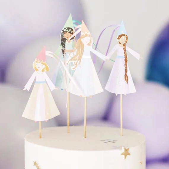 Meri Meri Princess topper torta 4 pezzi dorato