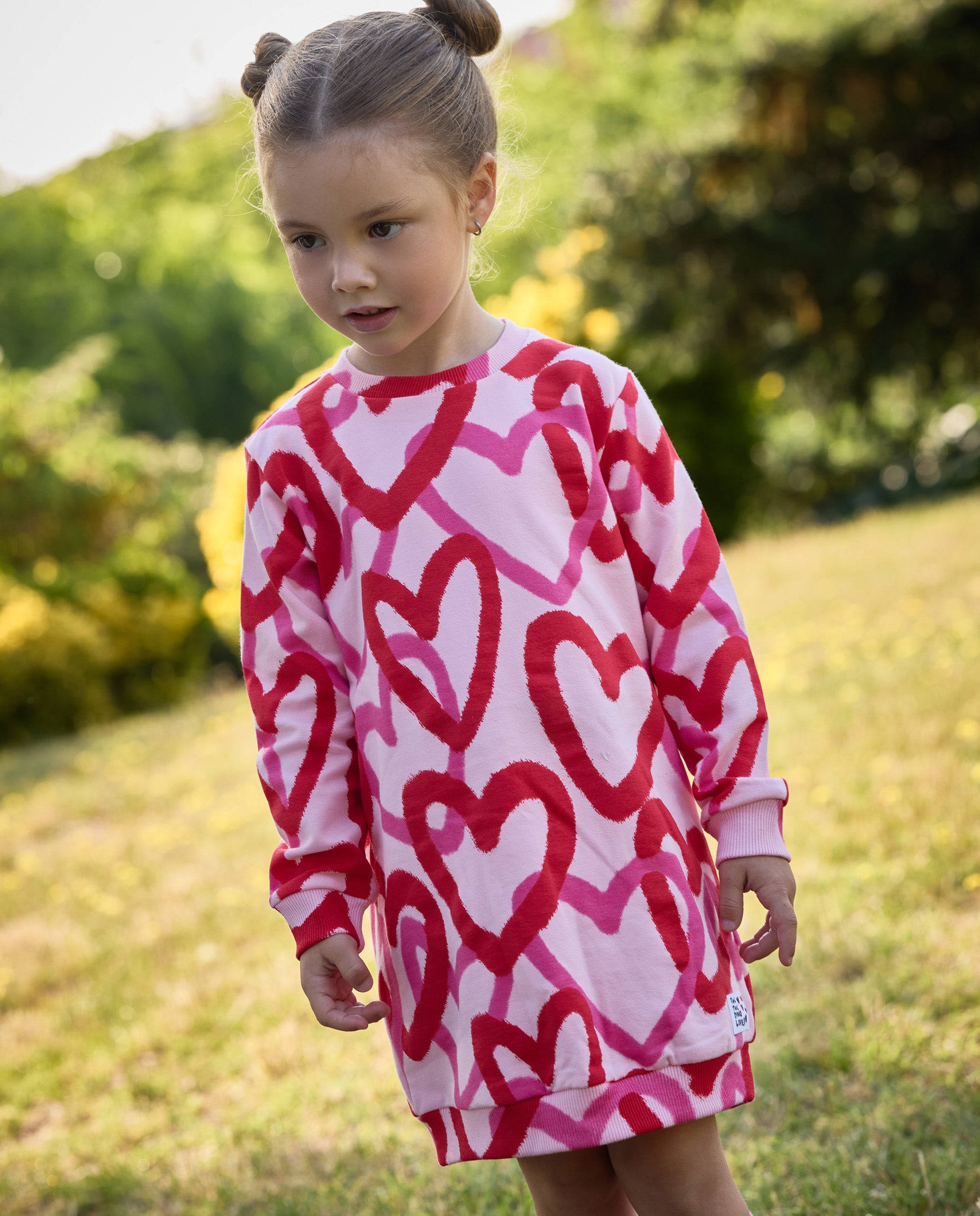 Tuc Tuc vestito bambina cuori pile rosa