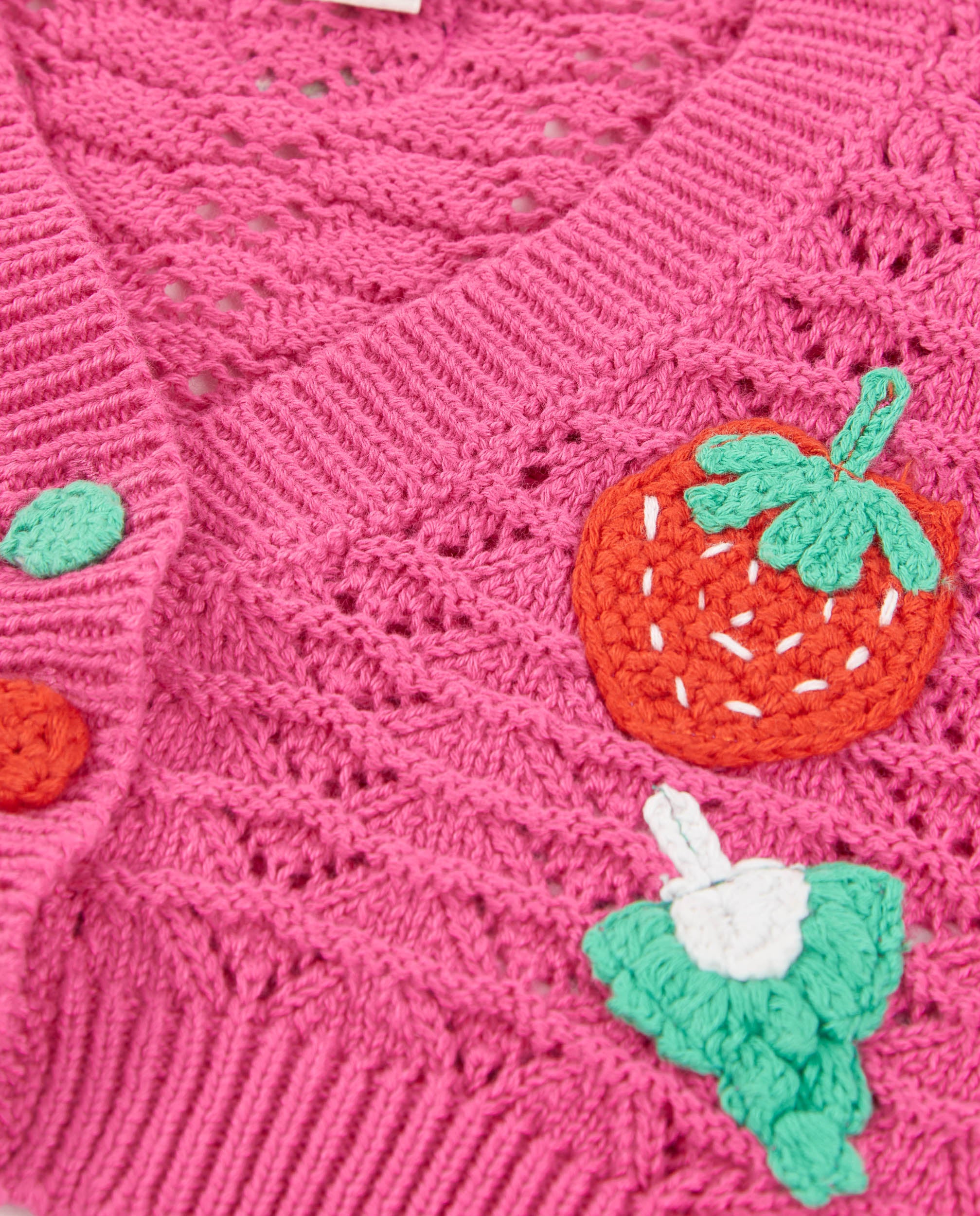 Tuc Tuc cardigan bambina rosa frutta traforata