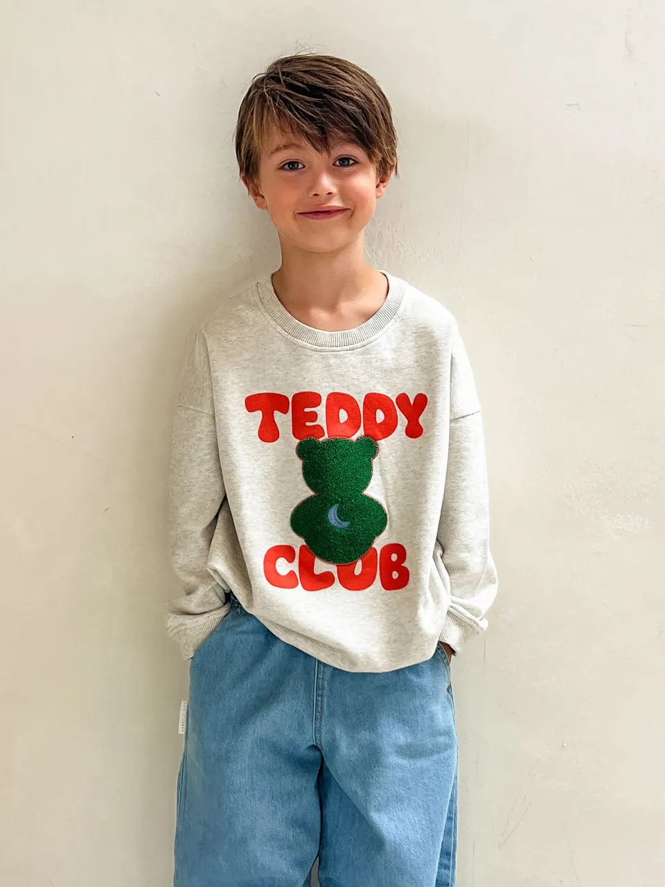 Ella and Rapha Teddy Club felpa grigia bambino cotone