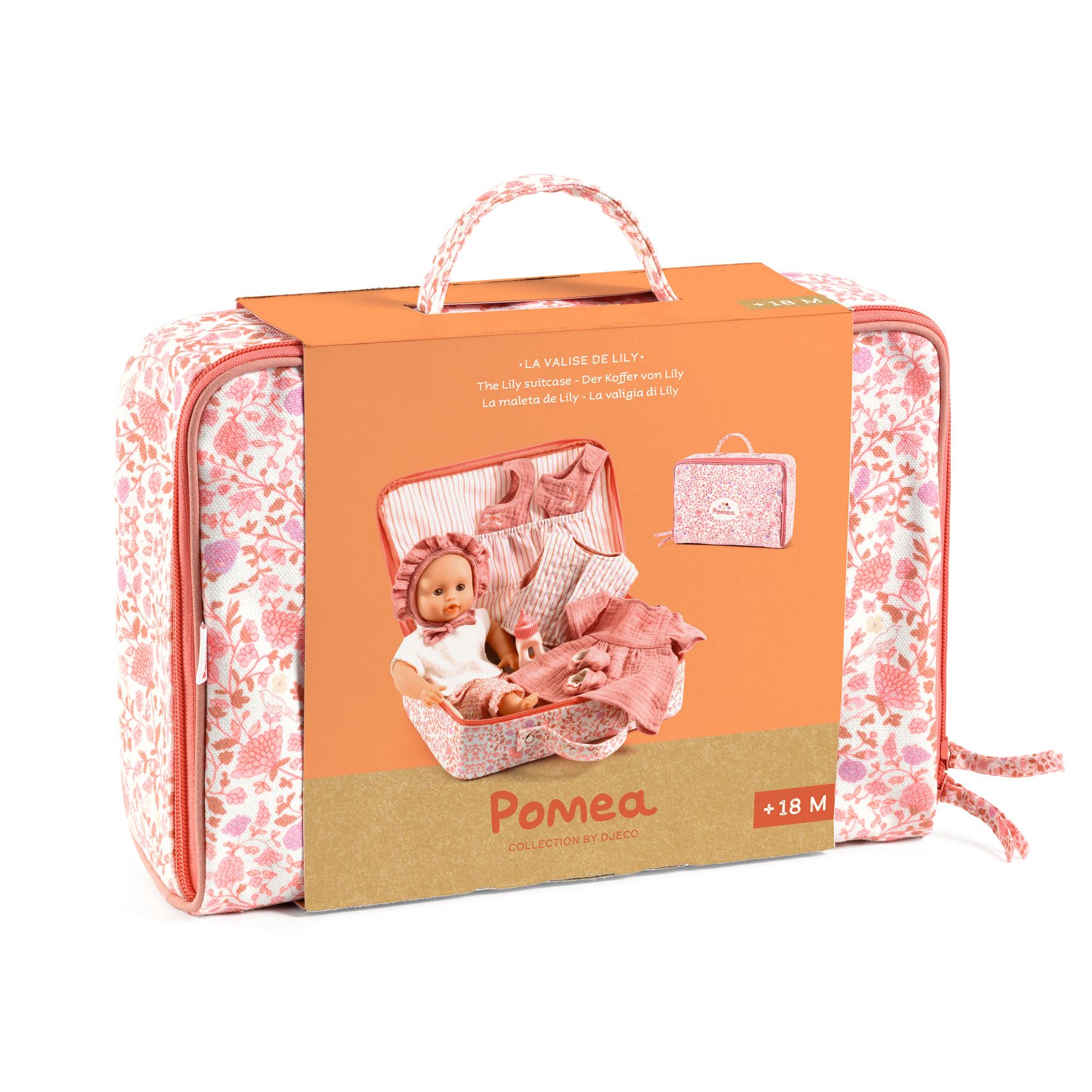 Djeco Pomea Lily bambola con valigia set 32 cm