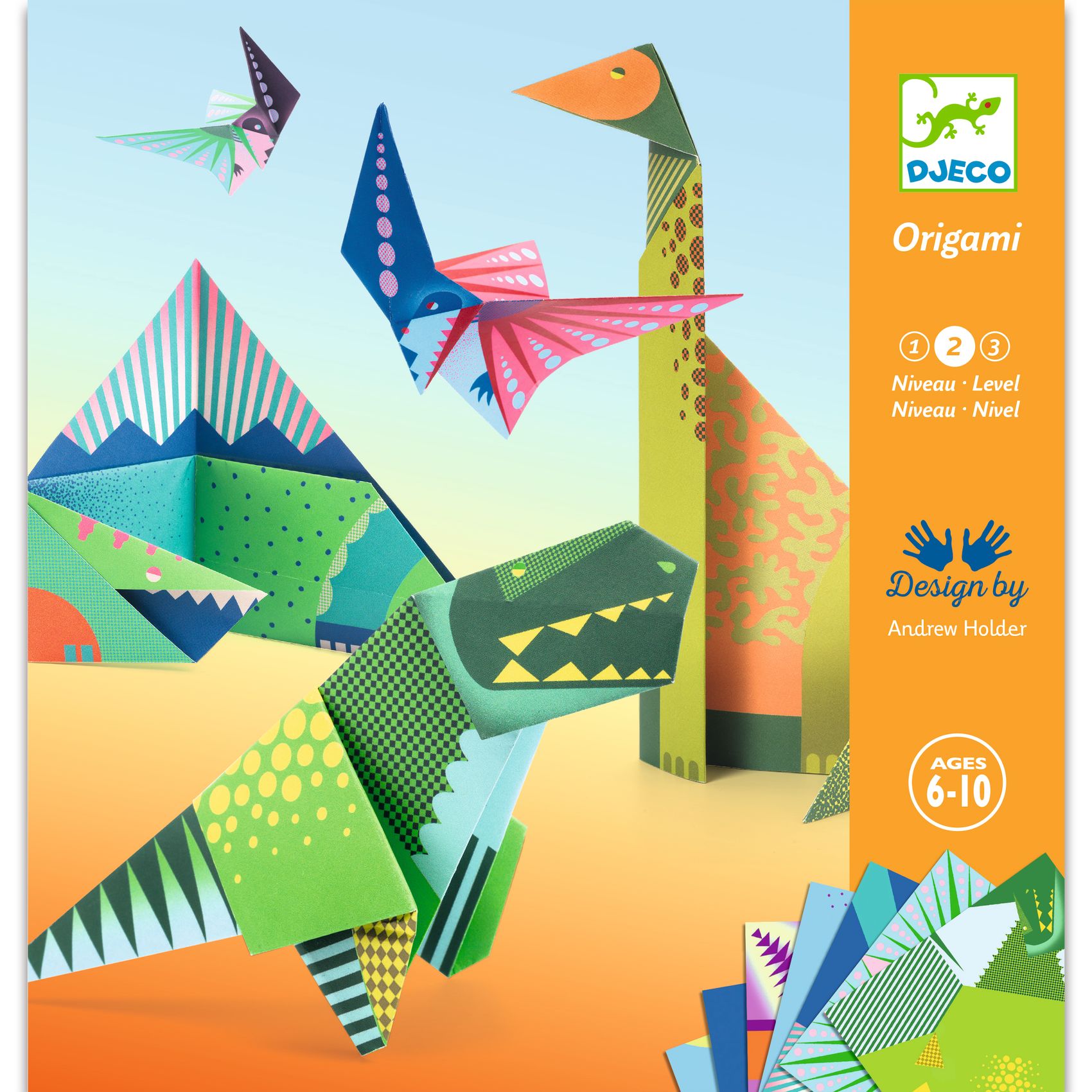 Djeco Origami Dinosaurus kit origami 24 fogli oro