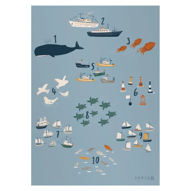 Sebra Seven Seas 1-10 poster cameretta 50x70 cm