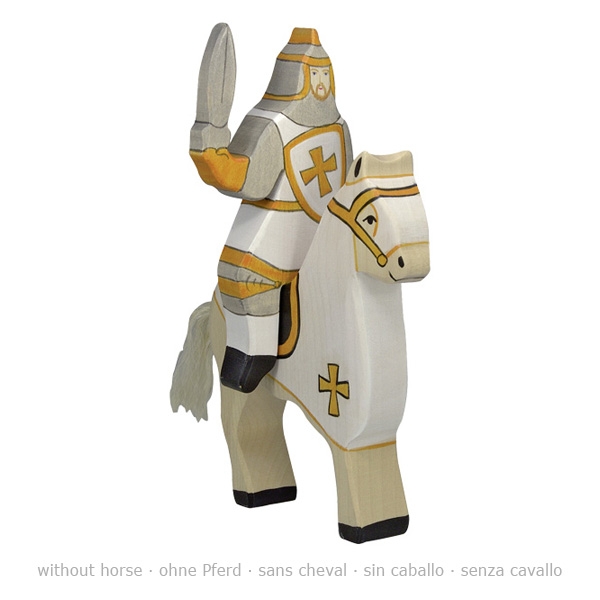 Holztiger Cavaliere torneo bianco figura in legno