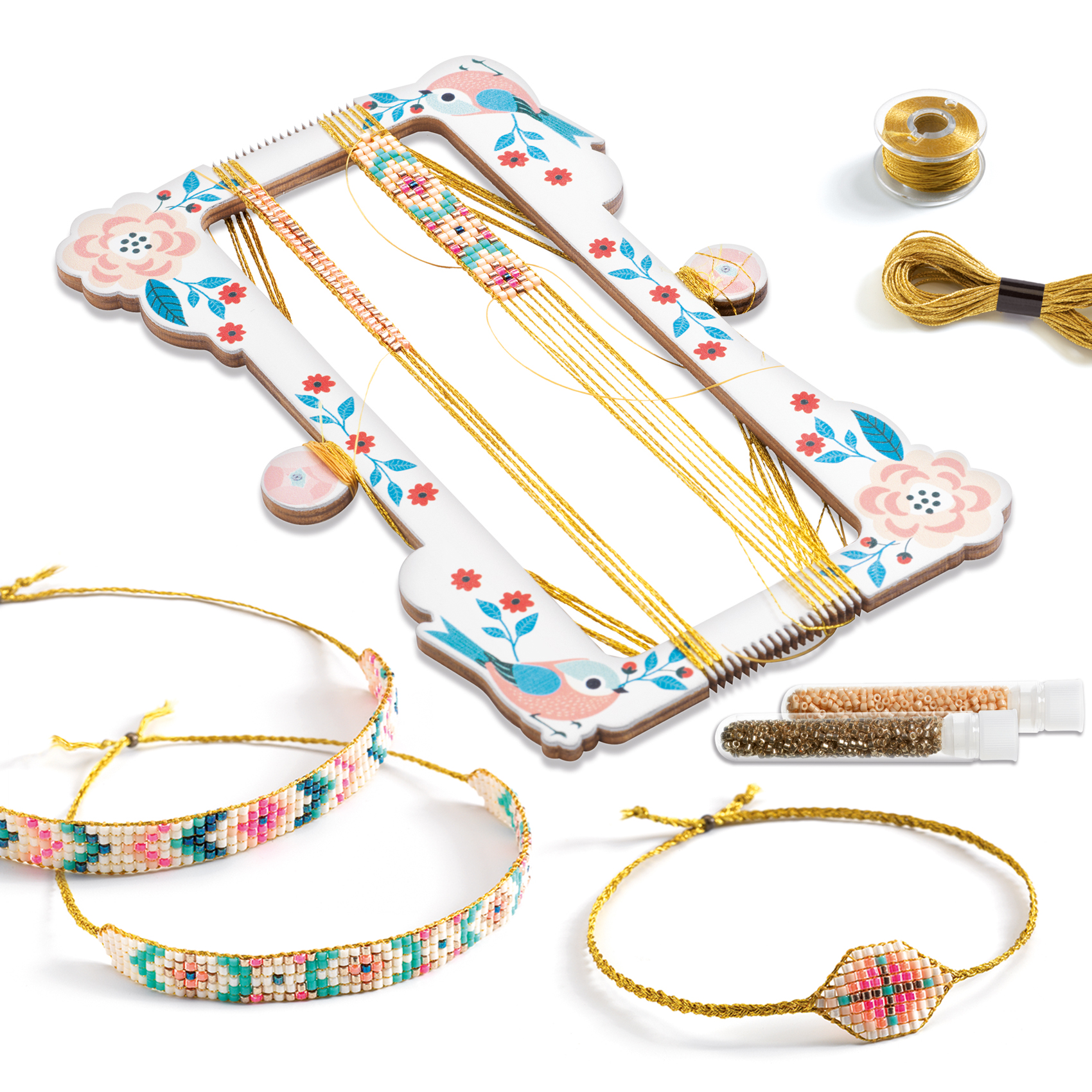 Djeco Tiny Beads Jewels kit braccialetti con telaio