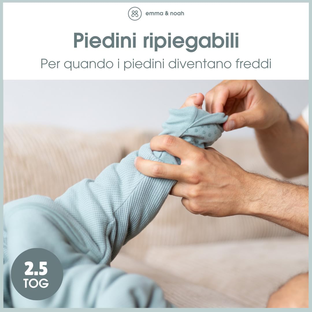 emma & noah Sacco nanna con piedini 2,5 TOG taglia 100 cotone bio