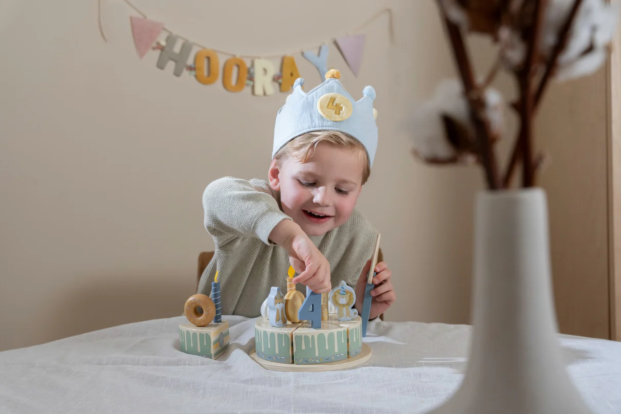 Little Dutch corona di compleanno blu con numeri in tessuto