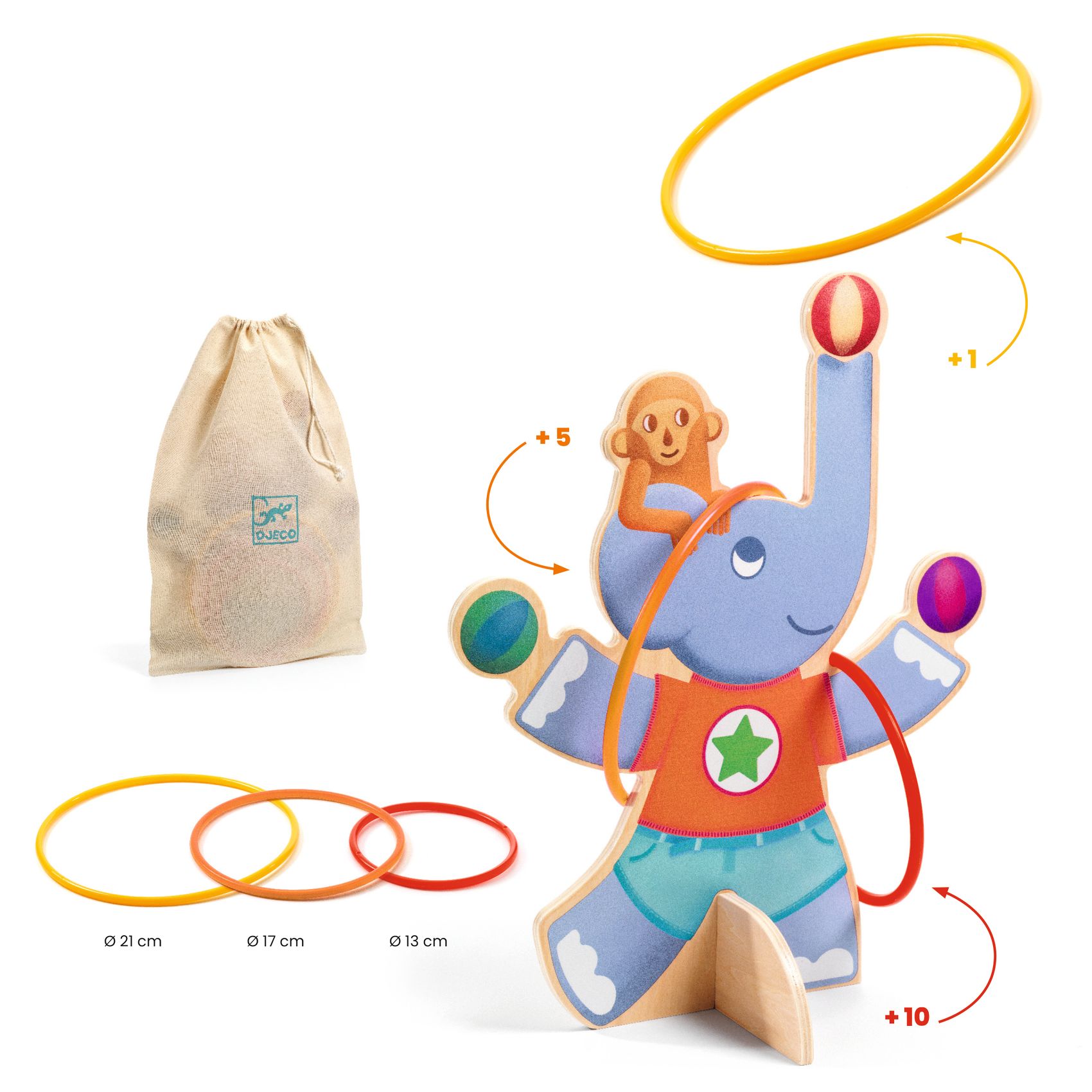 Djeco Oola Hoop Animali gioco anelli legno