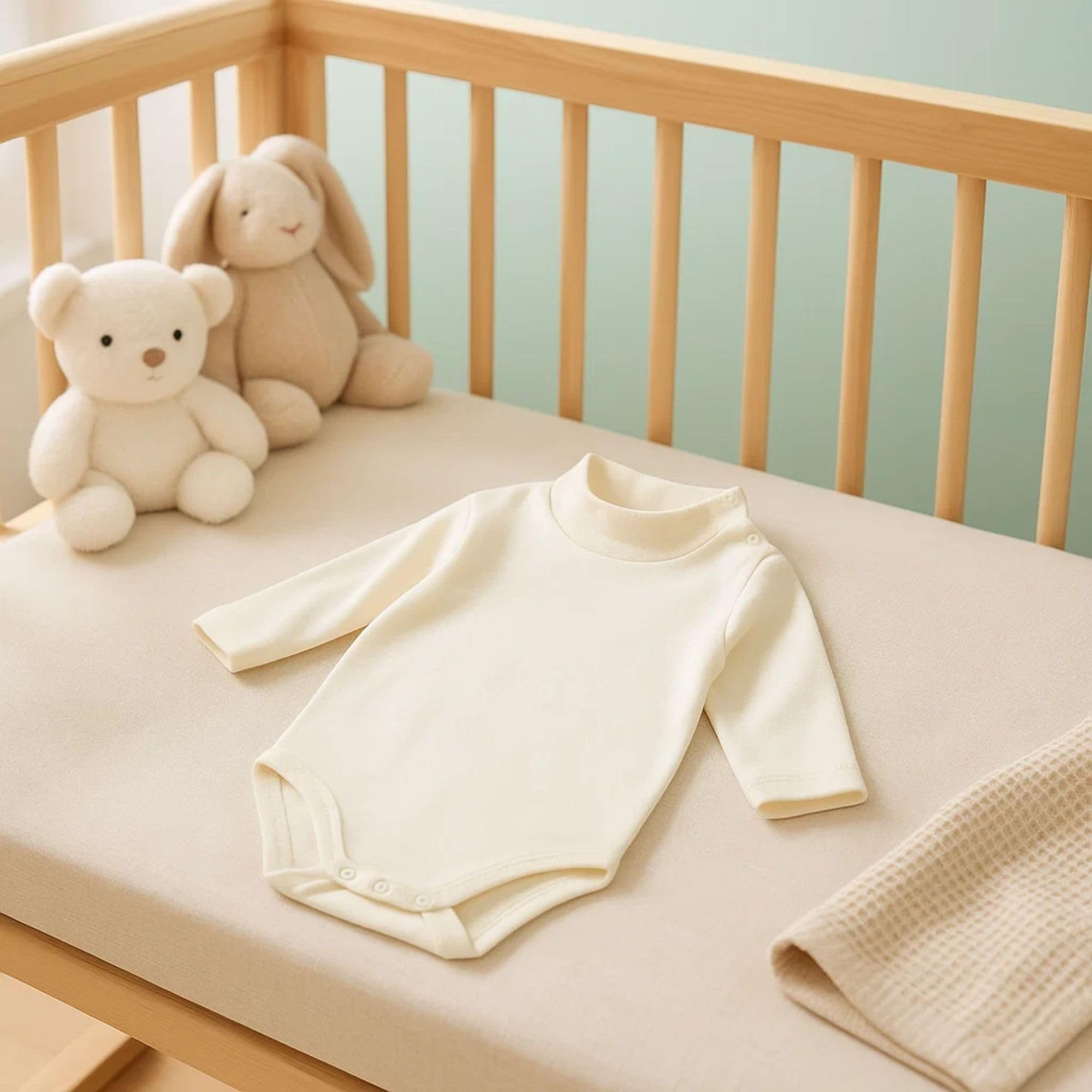 Babidu 1177 Body Neonato Dolcevita Manica Lunga Beige Cotone