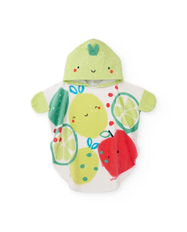 Tuc tuc Poncho spugna neonato verde con frutta