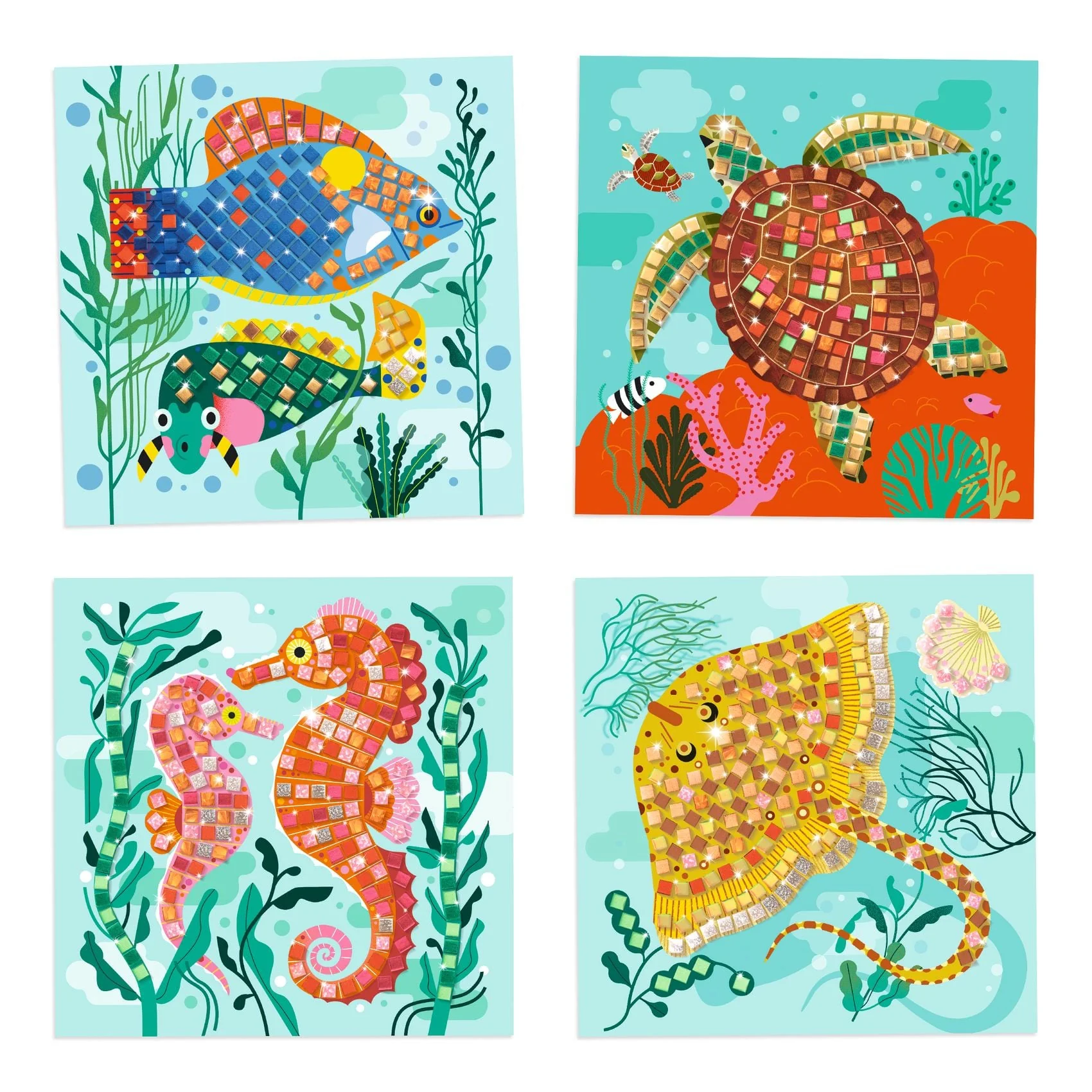 Djeco Caribbean Mosaico set artistico 4 quadretti dai 5 anni