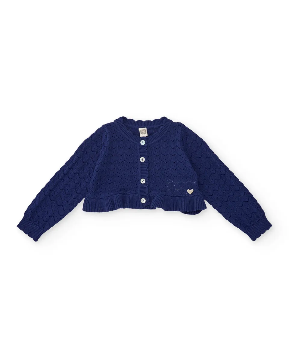 Tuc Tuc cardigan bambina blu traforato bottoni