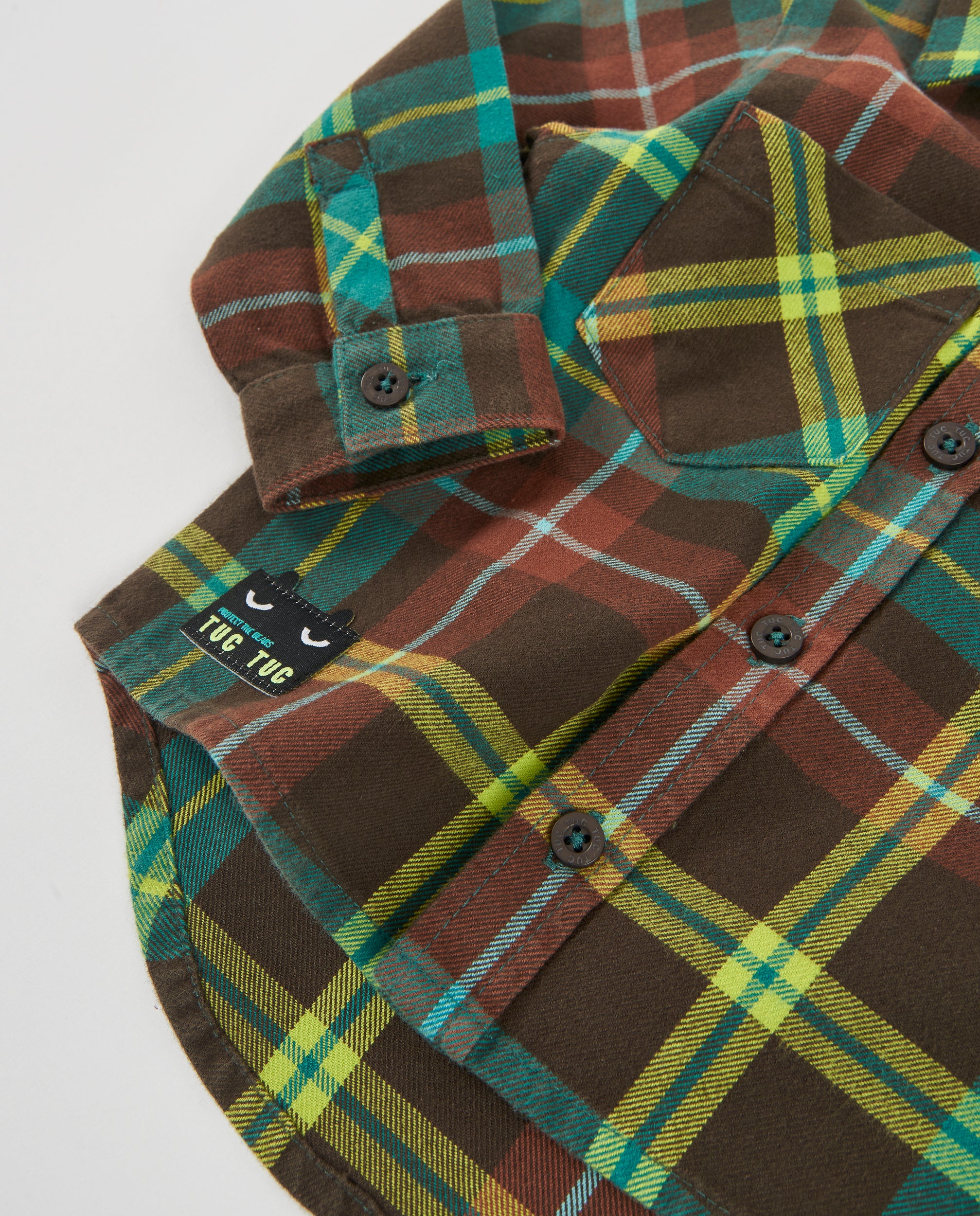 Tuc Tuc camicia bambino marrone tartan due tasche