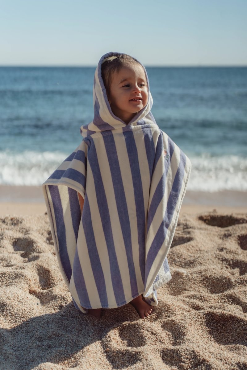 Little Dutch Poncho Mare Bambina Righe Blu Cotone Bio