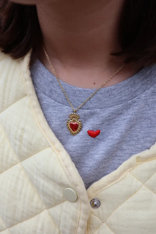 Ella and Rapha Heart Royal collana rossa in acciaio