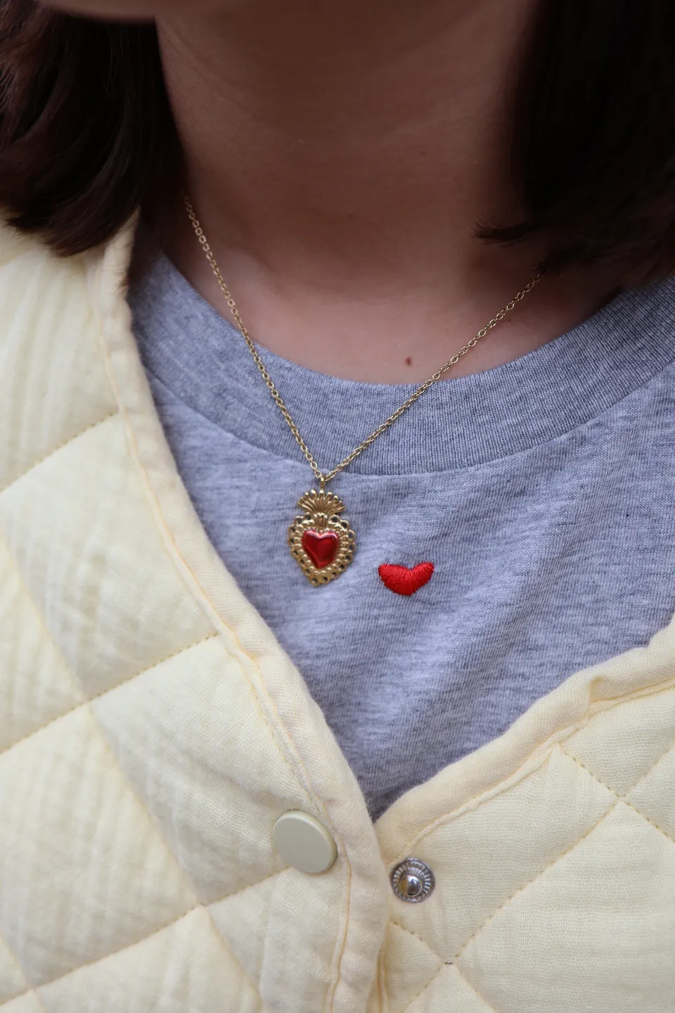 Ella and Rapha Heart Royal collana rossa in acciaio
