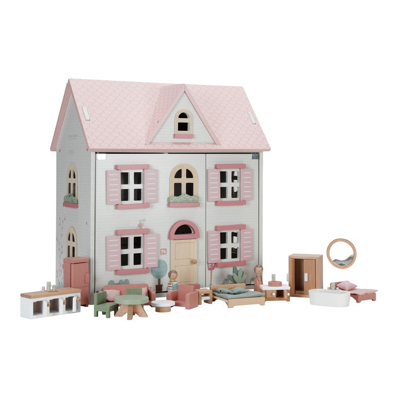 Little Dutch casa delle bambole legno rosa con mobili