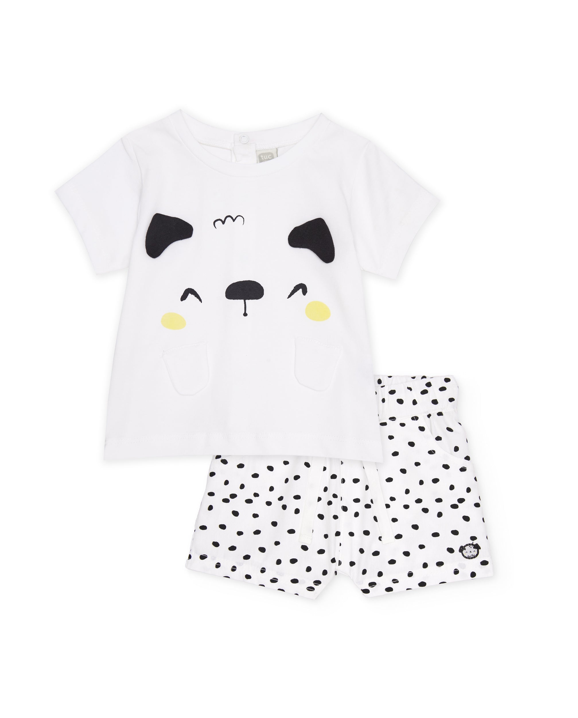 Tuc Tuc completo neonata maglia shorts bianco cagnolino