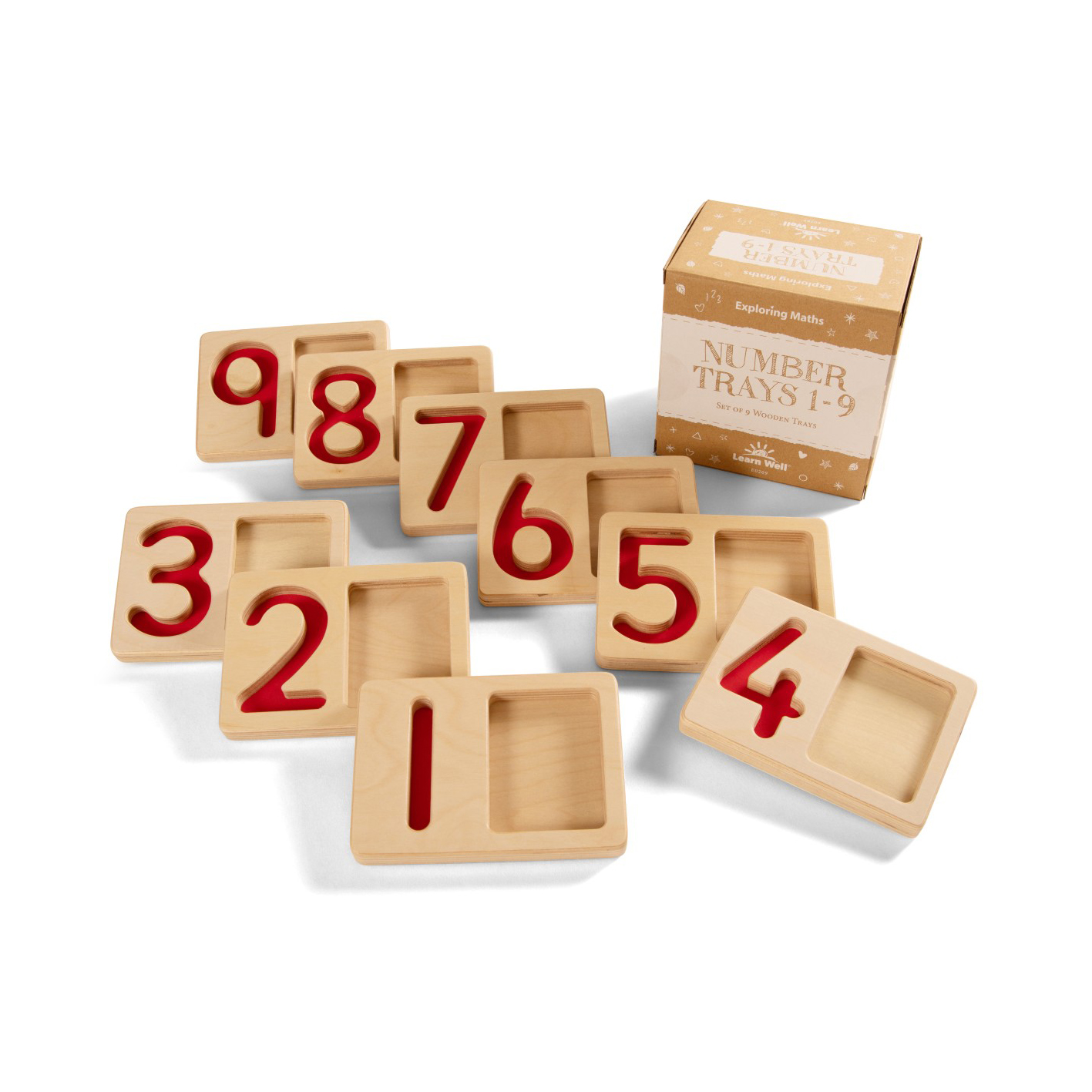 Yellow Door Tavole Tattili Numeri 1-9 vassoio legno 9 cm