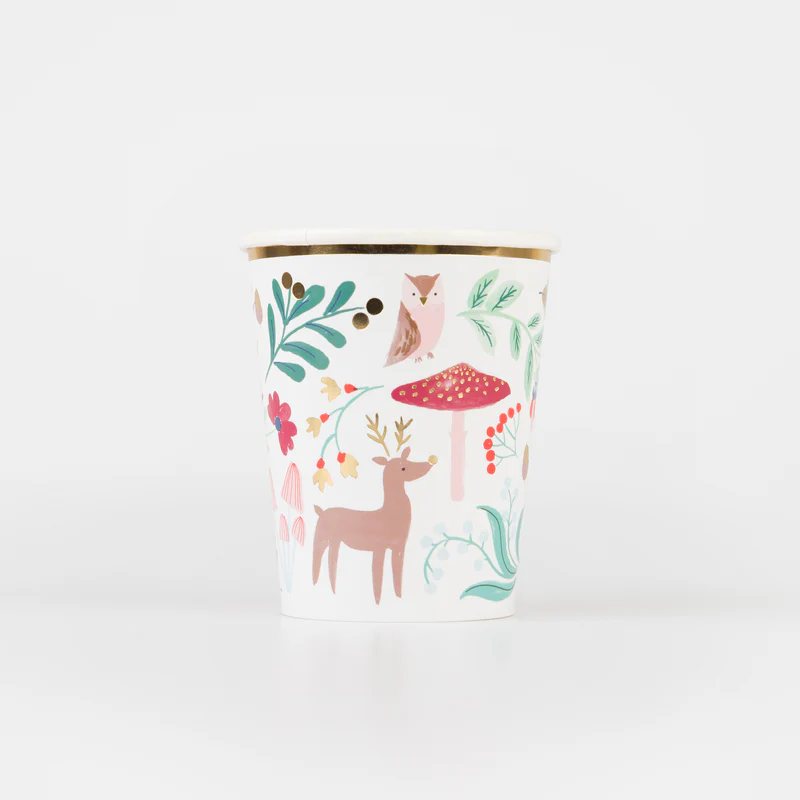 Meri Meri Winter Woodland bicchieri carta 8 pezzi oro