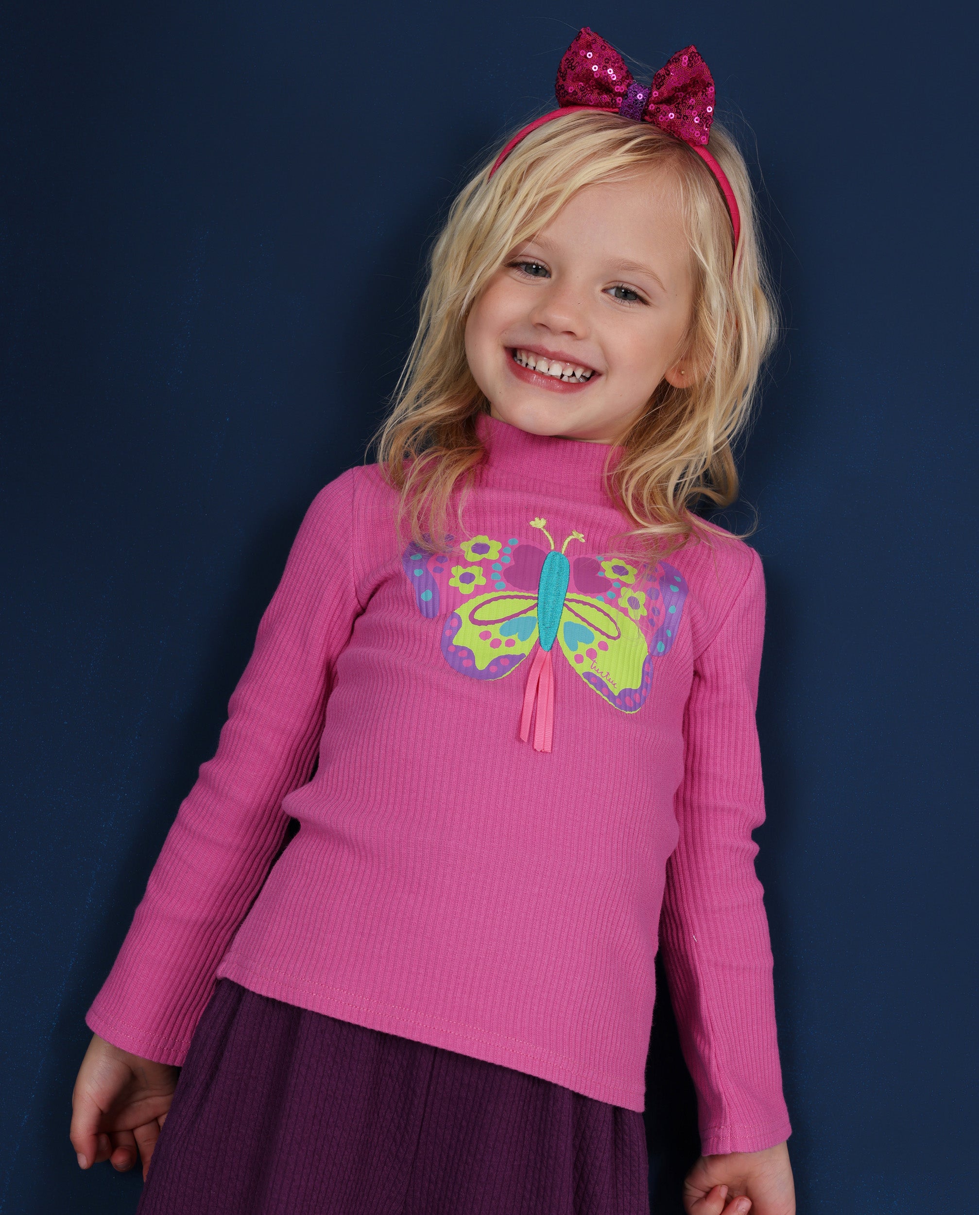 Tuc Tuc maglia bambina manica lunga farfalle rosa