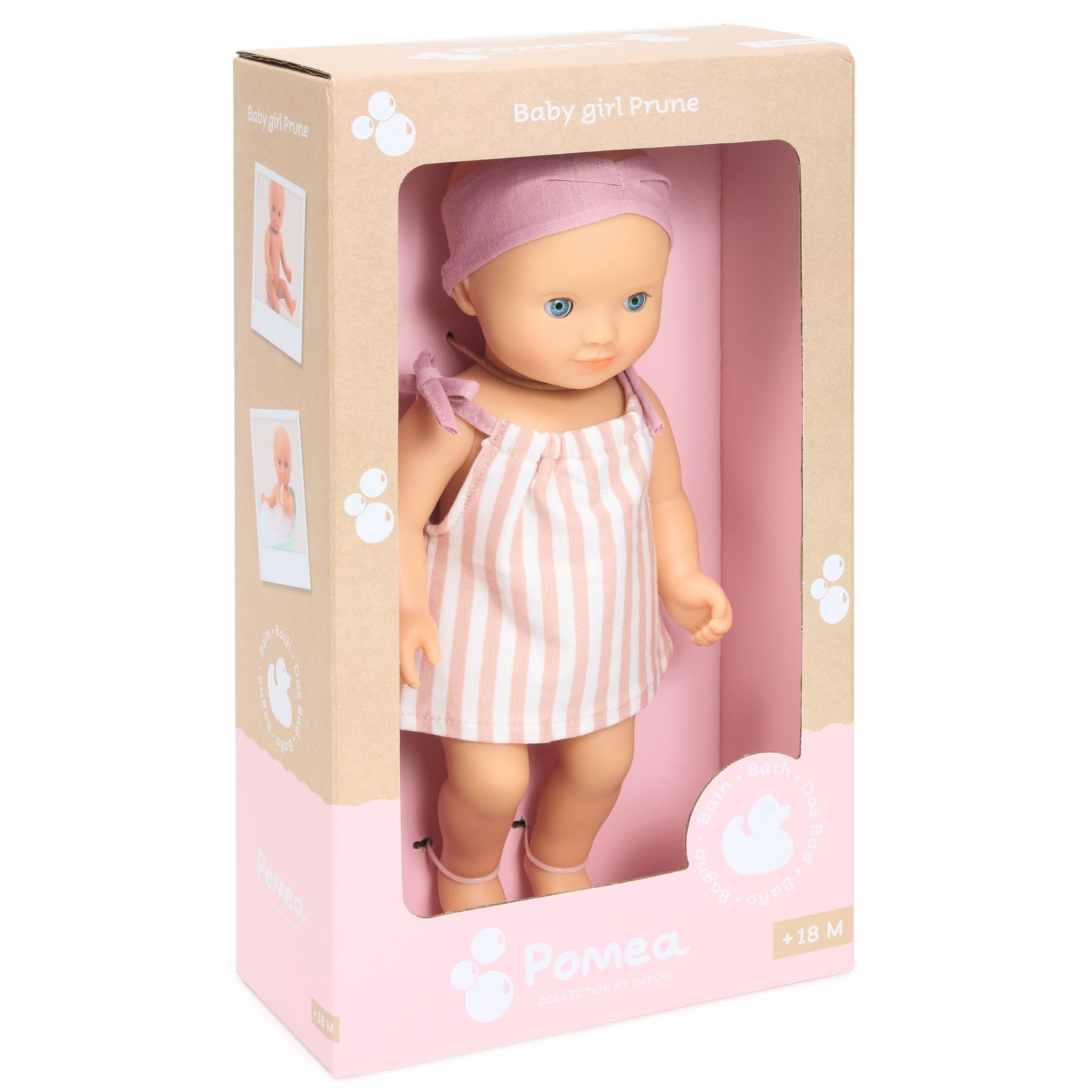 Djeco Pomea Baby Girl Prune bambola da bagno 32 cm in vinile