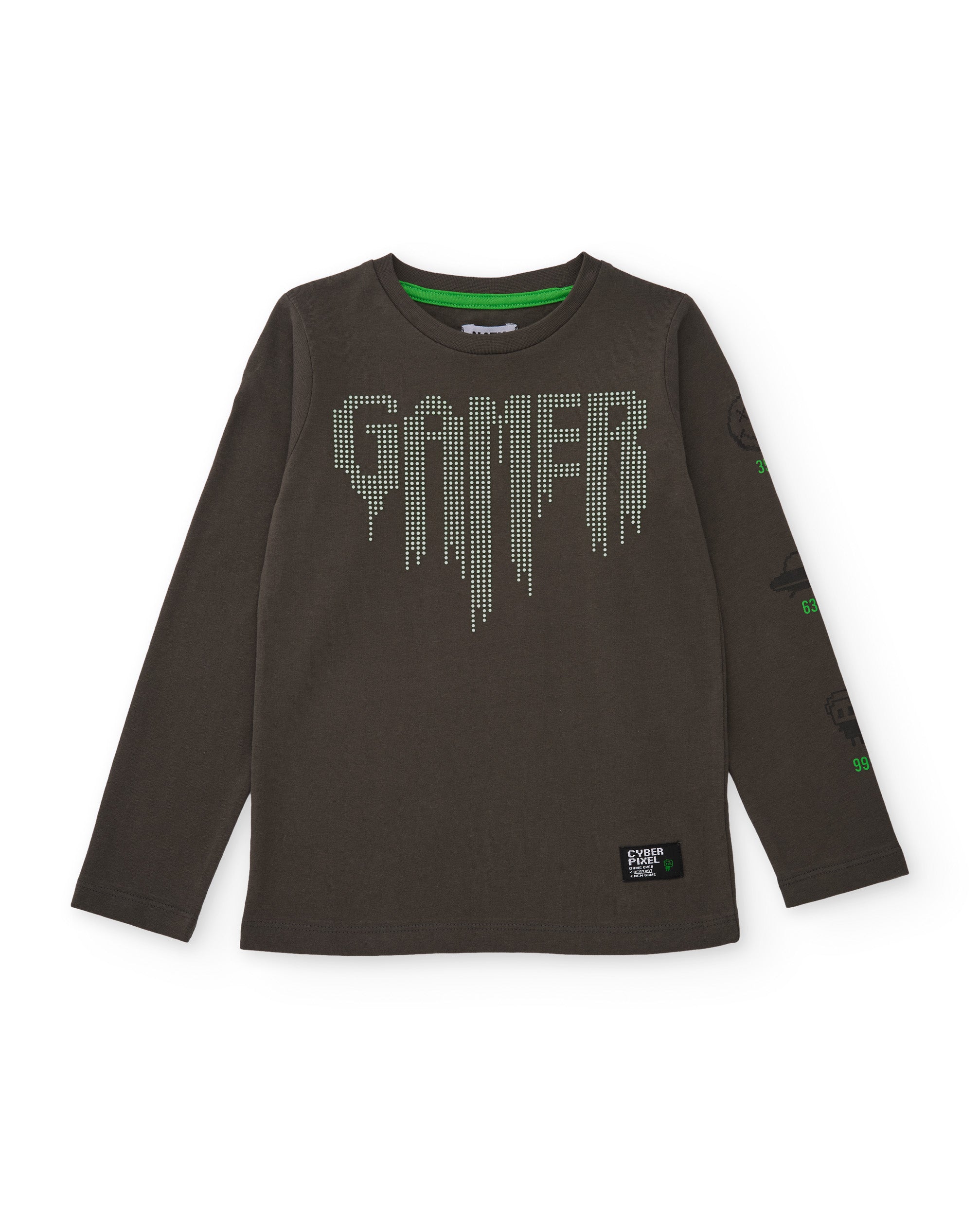 Tuc tuc maglietta bambino gamer manica lunga cotone grigia