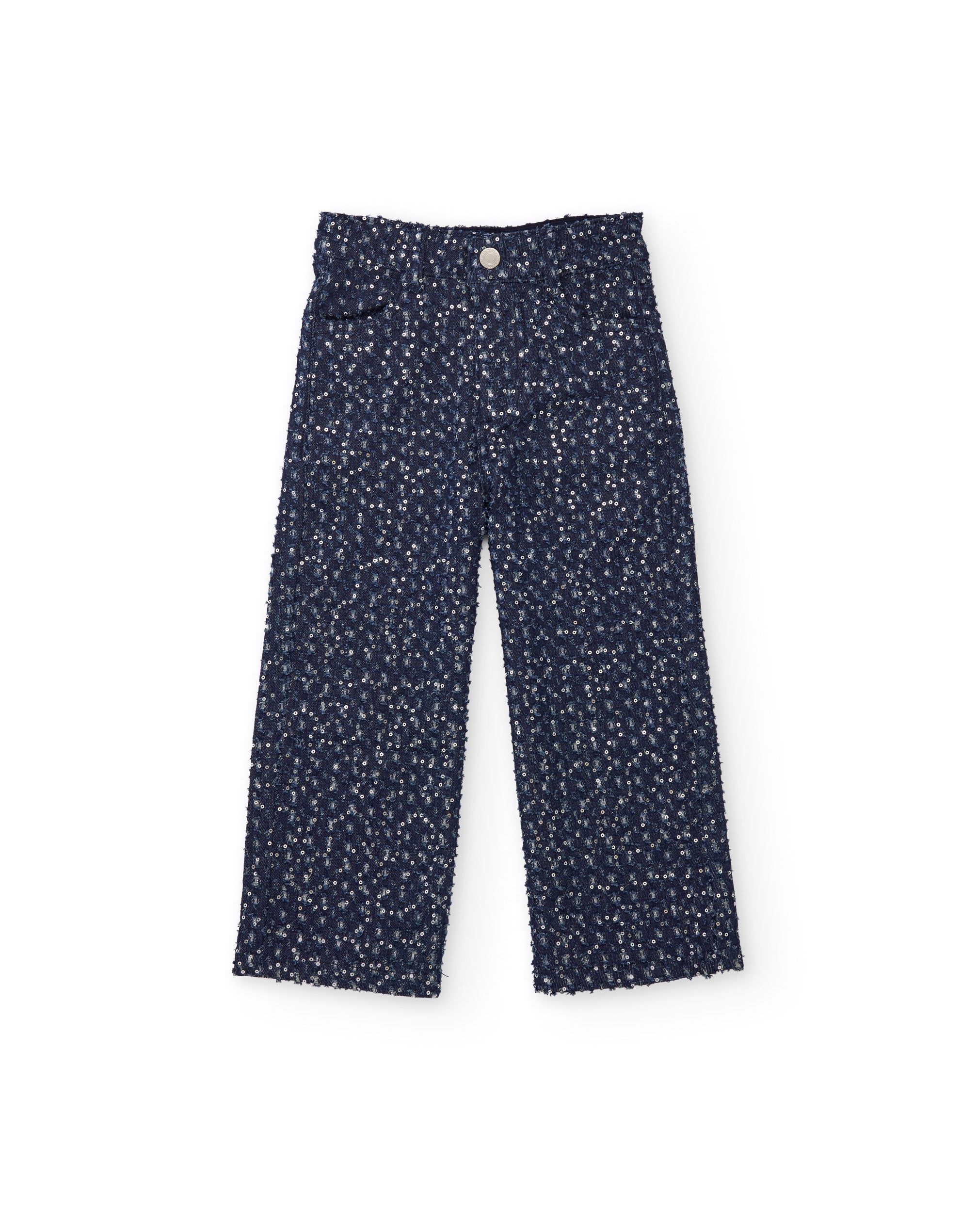 Tuc Tuc jeans bambina palazzo blu paillettes