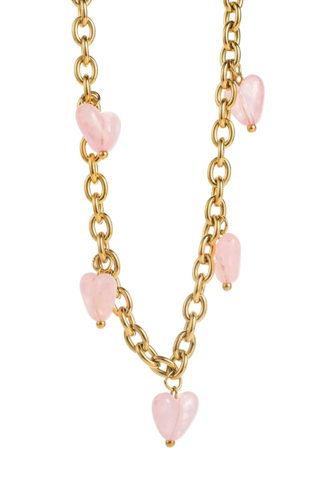 Ella and Rapha Pink Hearts Charm collana rosa acciaio