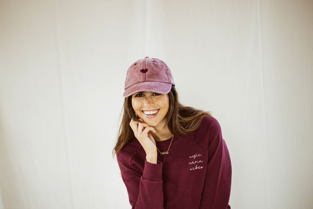 Ella and Rapha Heart Cap cappello bordeaux denim