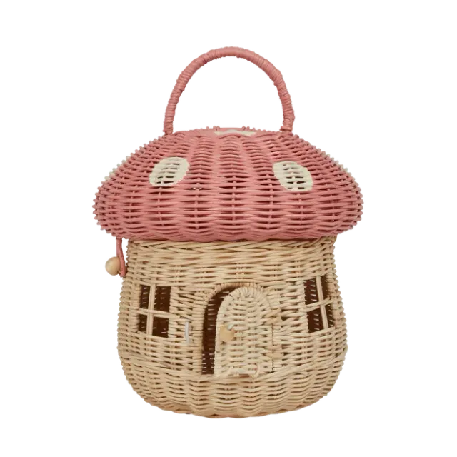 Olli Ella Mushroom Basket cestino rattan musk