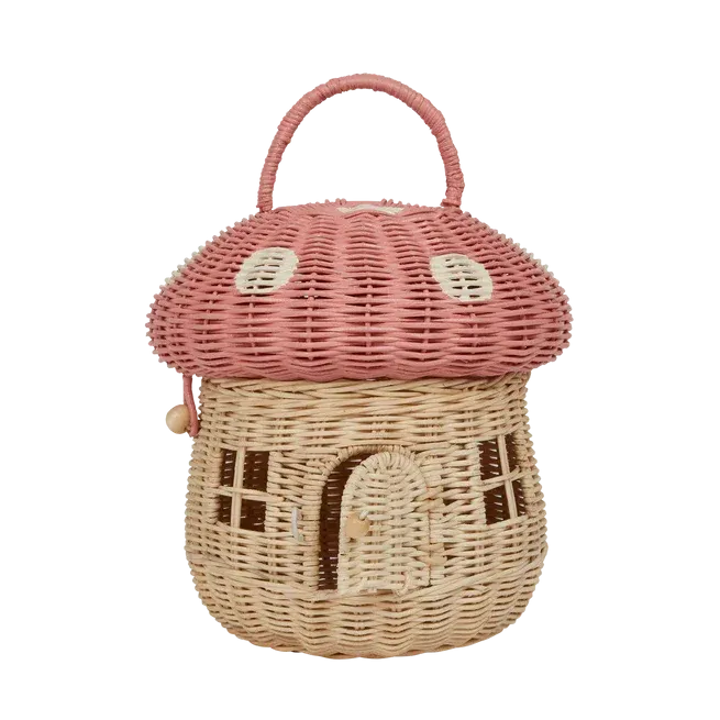 Olli Ella Mushroom Basket cestino rattan musk