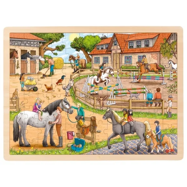 Goki Al maneggio puzzle legno 96 pezzi cavalli