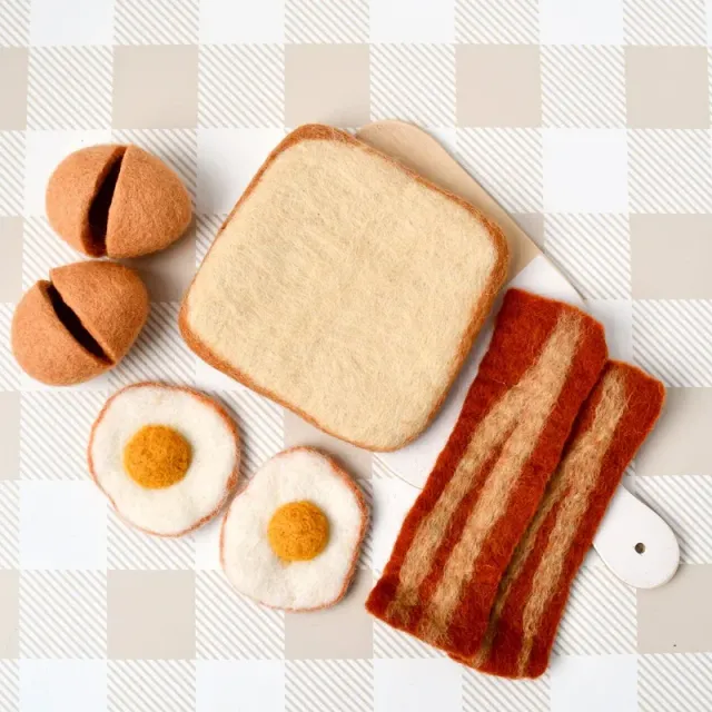 Tara Treasures Breakfast Bacon Egg cibo in feltro interattivo