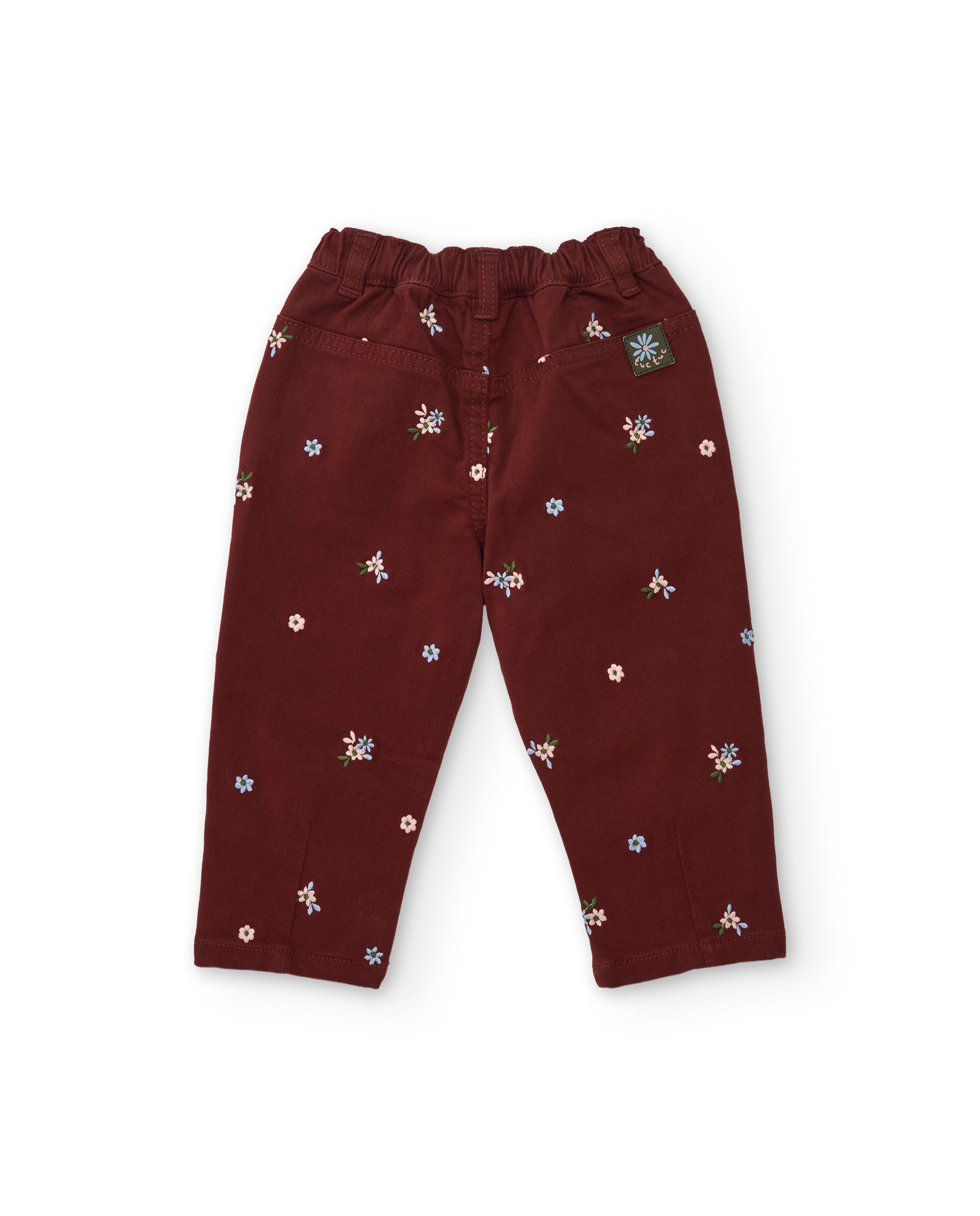 Tuc Tuc pantaloni bambina bordeaux ricamo fiori