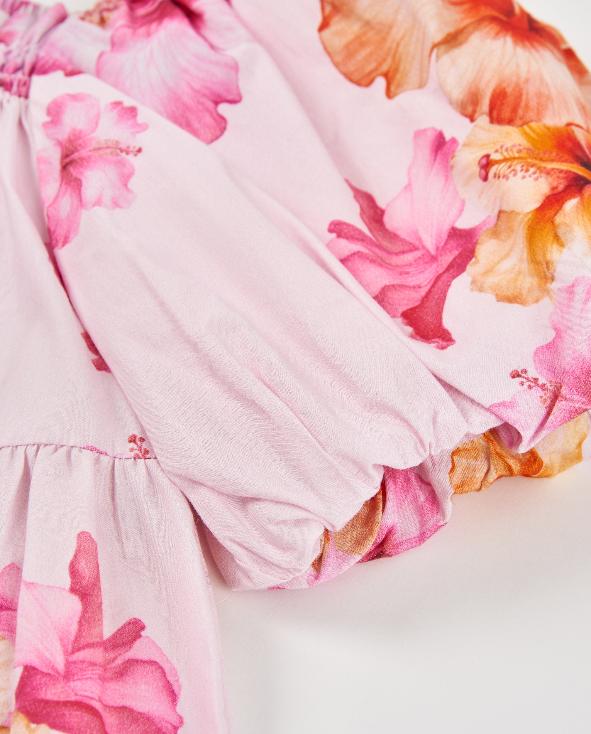 Tuc Tuc vestito bambina rosa fiori maniche a sbuffo