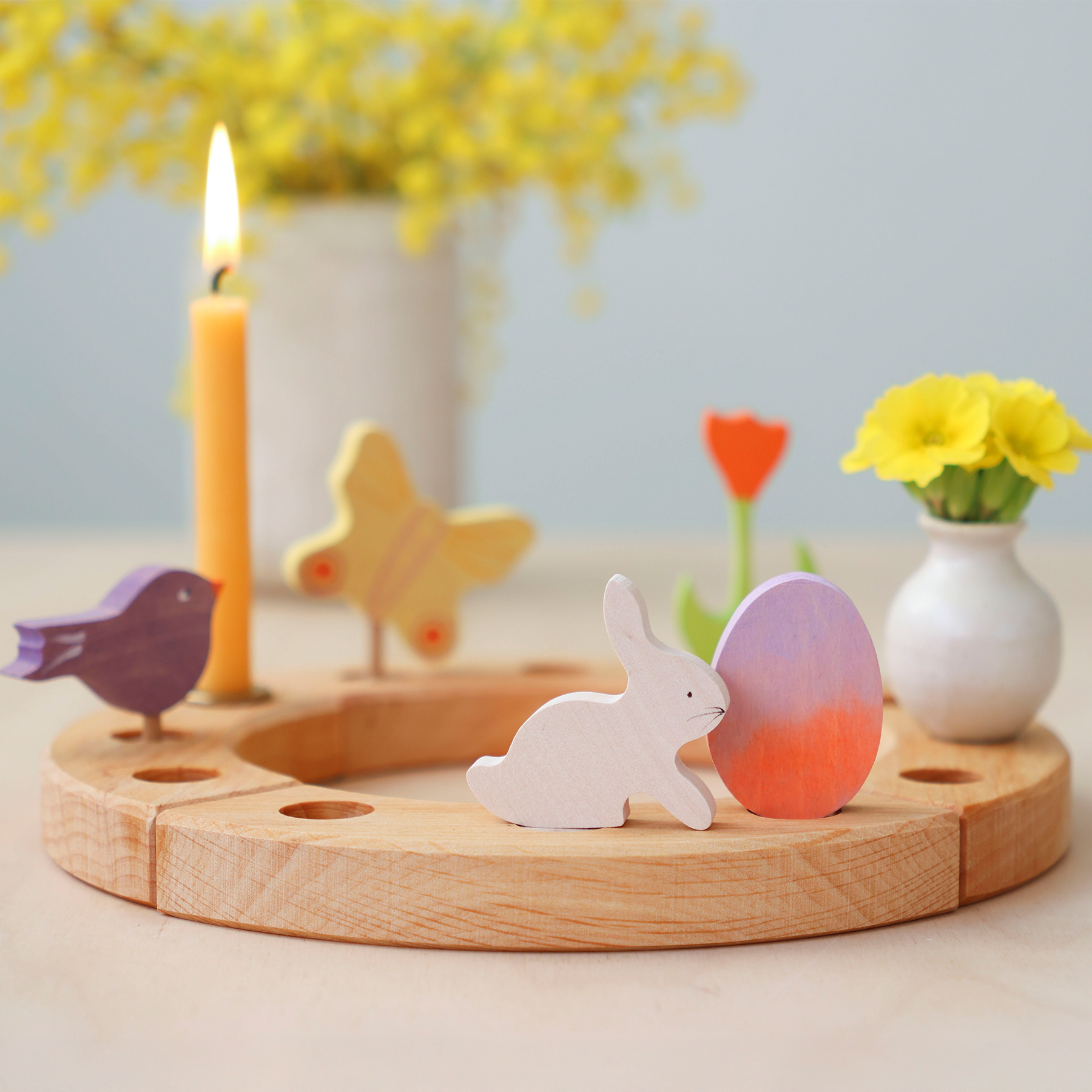 Grimm's Easterset Batik orange 2 figure legno 6 cm