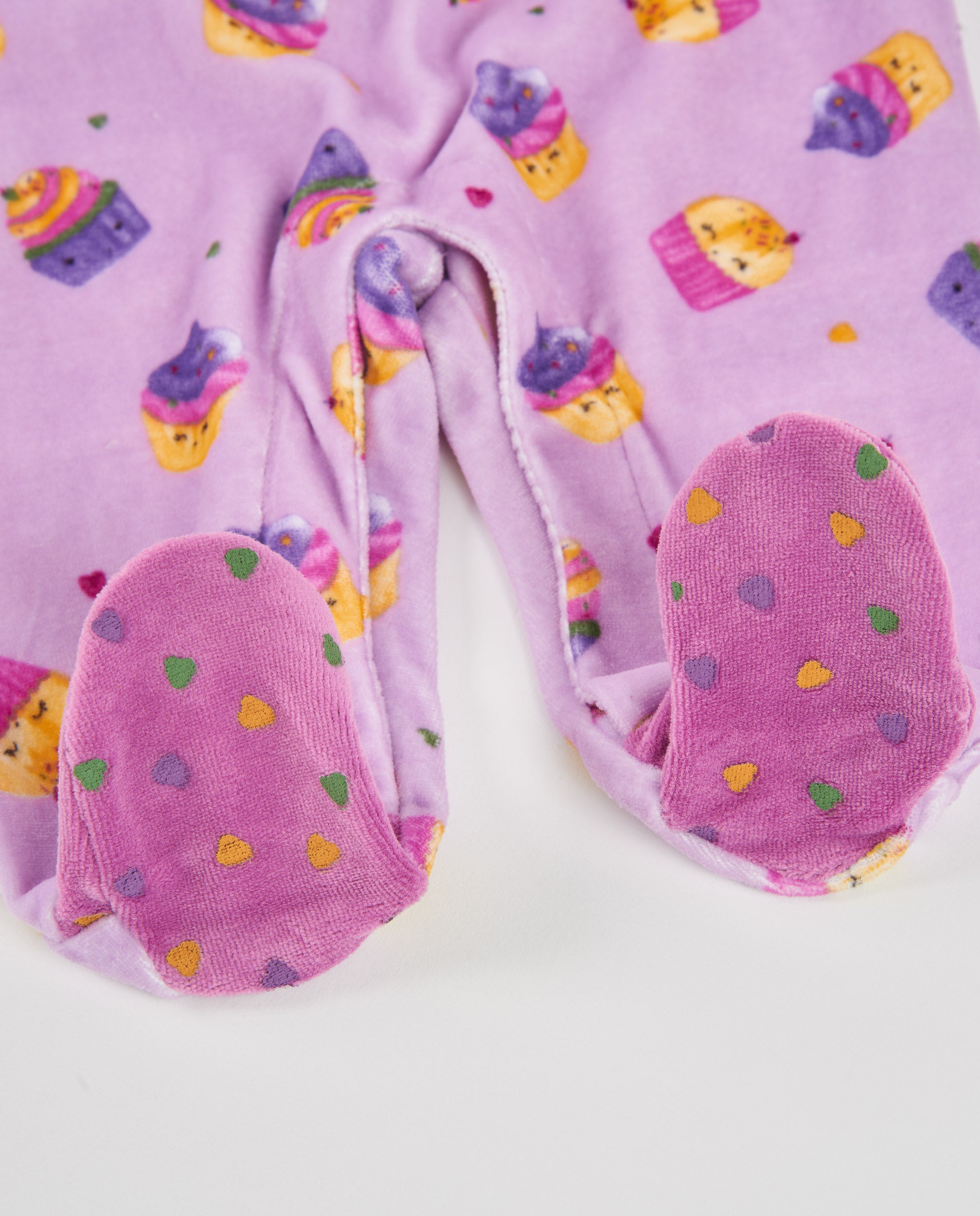 Tuc tuc pagliaccetto neonata viola con cupcake