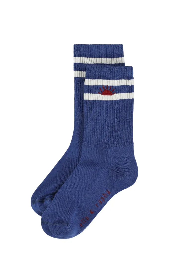 Ella and Rapha Sunrise Ink Blue calzini blu unisex