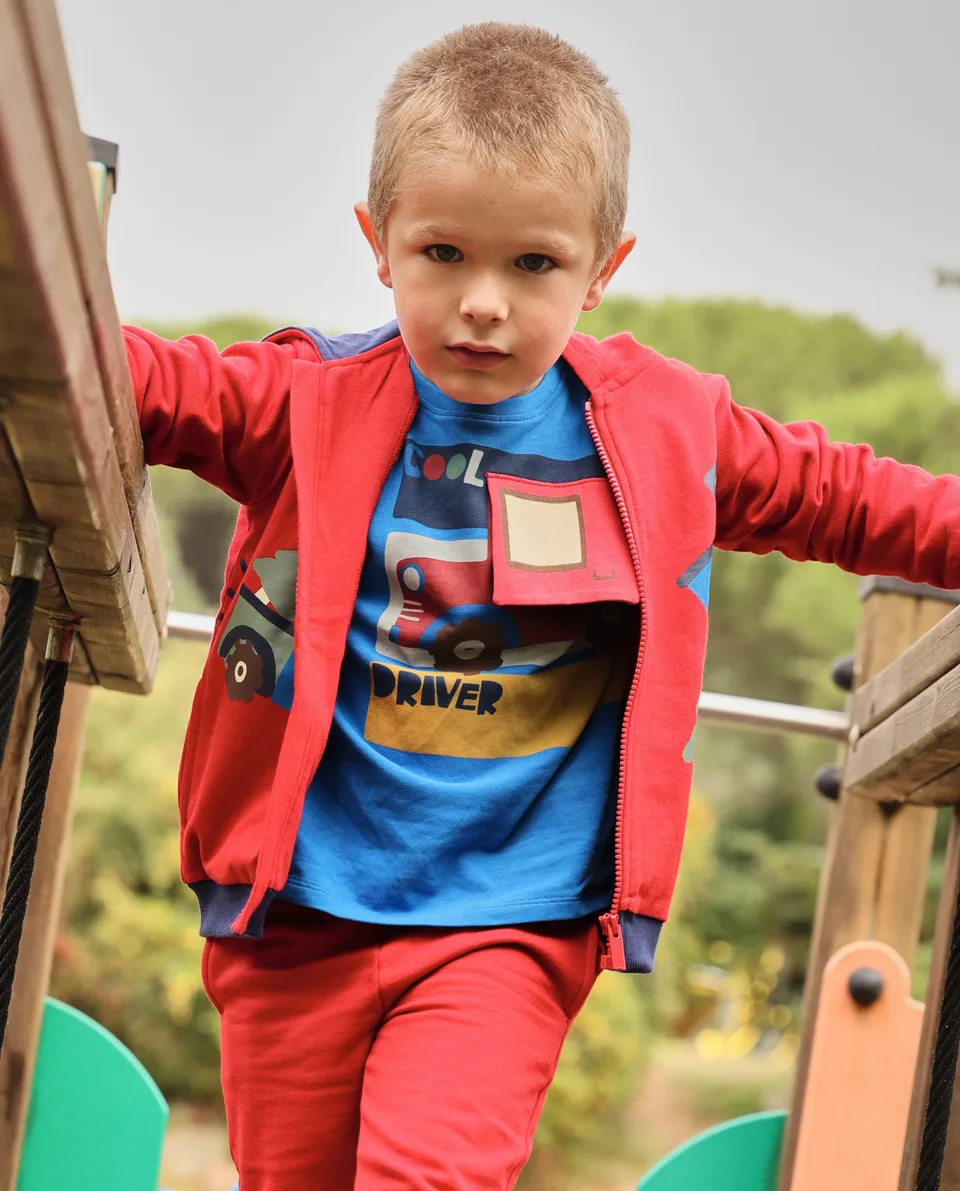 Tuc Tuc maglia bambino blu cotone stampa veicoli