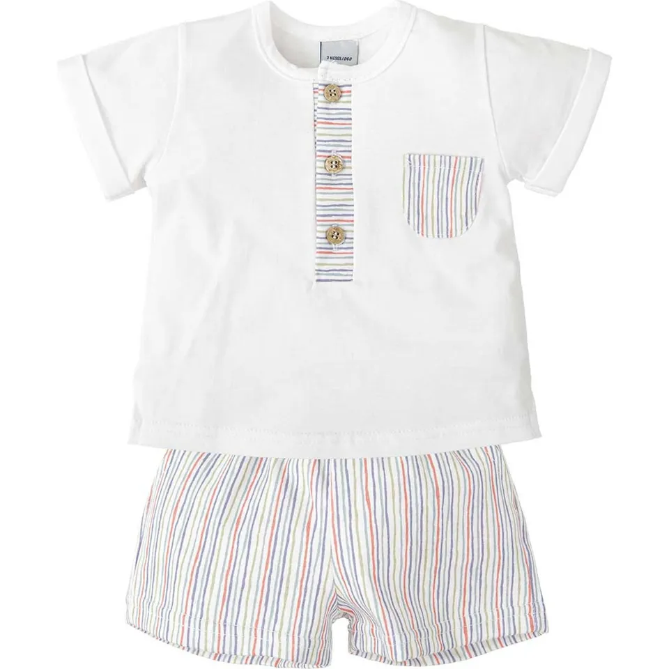 Babidu completo neonato maglia e shorts righe 3 mesi cotone