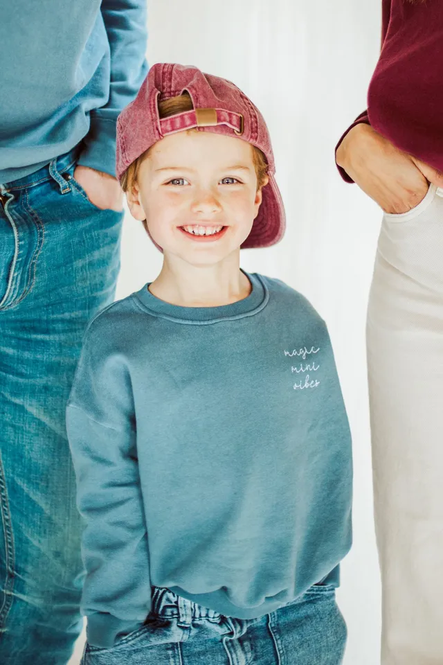 Ella and Rapha Mini felpa bambino blu petrolio loose fit
