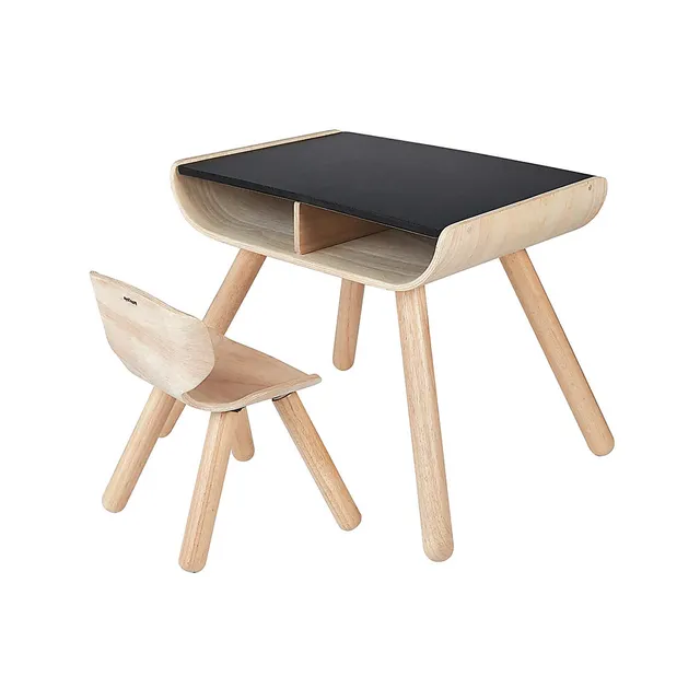PlanToys set tavolo e sedia legno con lavagna