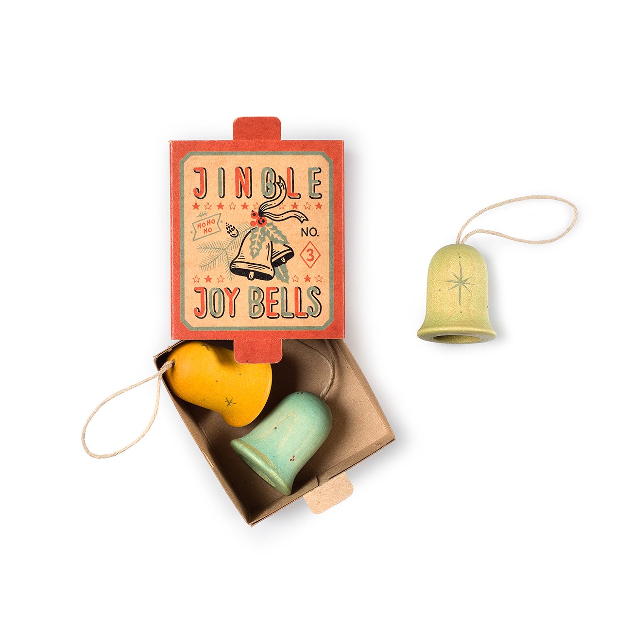 Jingle Joy Bells Nº3 ornamenti campanelle legno 3 pezzi